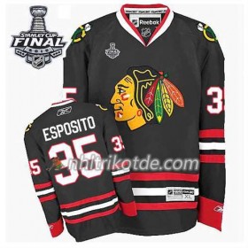 Reebok Chicago Blackhawks Trikot Tony Esposito #35 Ausweich Schwarz 2015 Stanley Cup - Herren