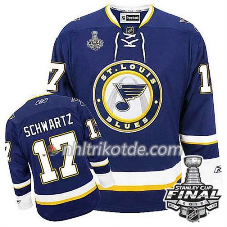 Reebok St. Louis Blues Trikot Jaden Schwartz #17 Blau Ausweich 2016 Stanley Cup - Herren