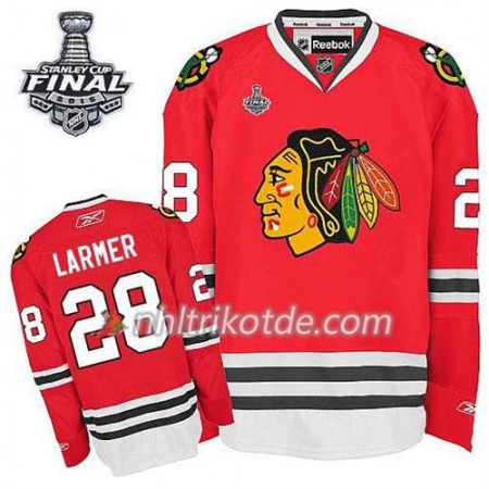 Reebok Chicago Blackhawks Trikot Steve Larmer #28 Heim Rot 2015 Stanley Cup - Herren