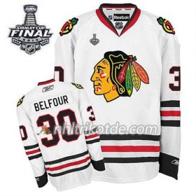 Reebok Chicago Blackhawks Trikot ED Belfour #30 Auswärts Weiß 2015 Stanley Cup - Herren