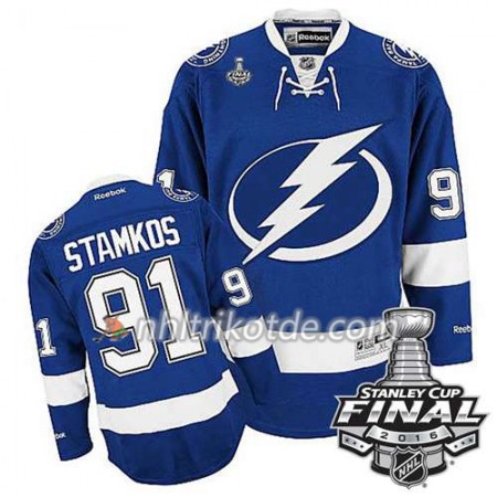 Reebok Tampa Bay Lightning Trikot Steven Stamkos #91 Bleu Heim 2016 Stanley Cup - Herren