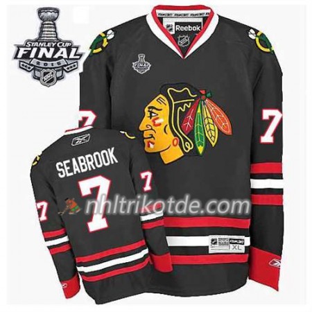 Reebok Chicago Blackhawks Trikot Brent Seabrook #7 Ausweich Schwarz 2015 Stanley Cup - Herren