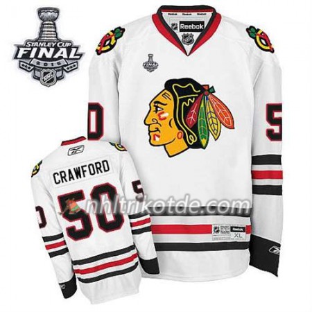 Reebok Chicago Blackhawks Trikot Corey Crawford #50 Auswärts Weiß 2015 Stanley Cup - Dame