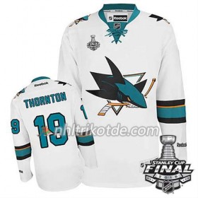 Reebok San Jose Sharks Trikot Joe Thornton #19 Weiß Auswärts 2016 Stanley Cup - Herren