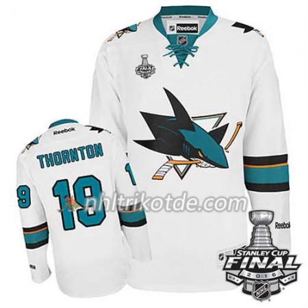 Reebok San Jose Sharks Trikot Joe Thornton #19 Weiß Auswärts 2016 Stanley Cup - Herren