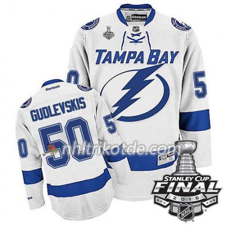Reebok Tampa Bay Lightning Trikot Kristers Gudlevskis #50 Weiß Auswärts 2016 Stanley Cup - Herren