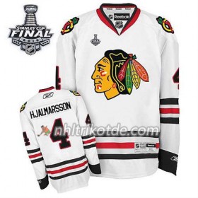 Reebok Chicago Blackhawks Trikot Niklas Hjalmarsson #4 Auswärts Weiß 2015 Stanley Cup - Herren